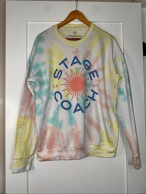 Stagecoach Merch Tie-Dye Crewneck Sweater - Pastel Multi Sz Medium boho country